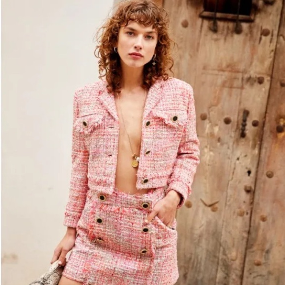 THE KOOPLES Pink Tweed Skirt